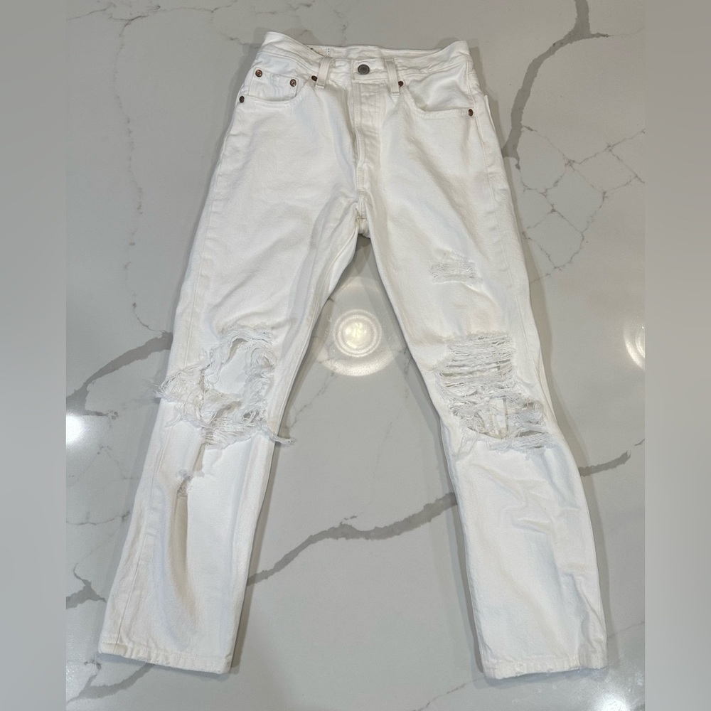 Levi’s Premium 501 White Button Fly Jeans W24 L26